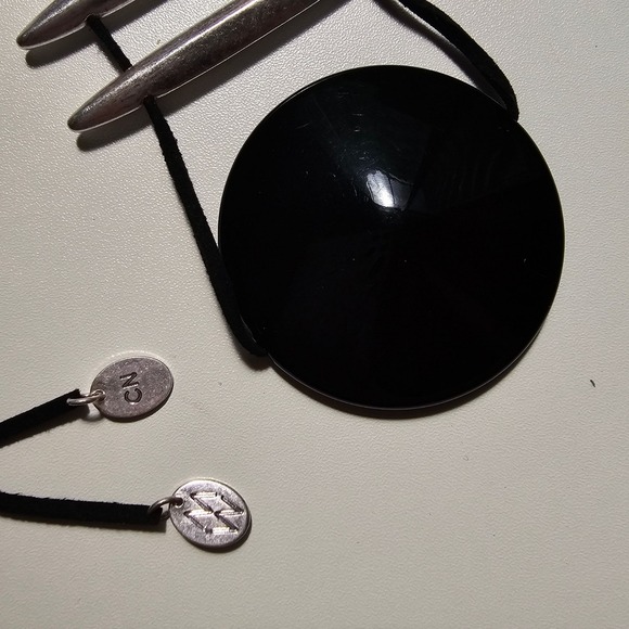 Marla Wynne HCN LG Stmt Necklace Black w/ Silver Metal Bars Fairy Goth Elegant - Picture 10 of 14